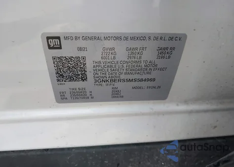 2021 Chevrolet Blazer Fwd Rs from USA, damaged, VIN 3GNKBERS5MS584969